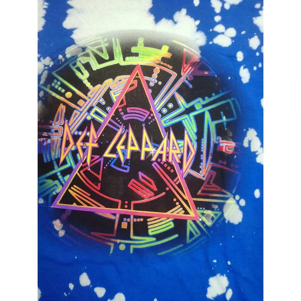 Def Leppard Band TShirt Tie Dye Blue Unisex Music Tee Merch XL Heavy Metal